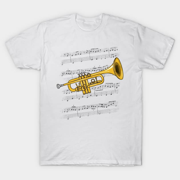 Trumpet Player Trumpeter Brass Musician (Colour) T-Shirt by doodlerob